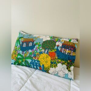 VINTAGE 70s Sears Psychedelic Noahs Ark Pillow Case